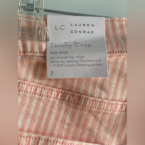 NWT LC Lauren Conrad Skinny Crop Mid Rise Lycra Stretch Jeans In Pink Striped - Picture 4 of 16